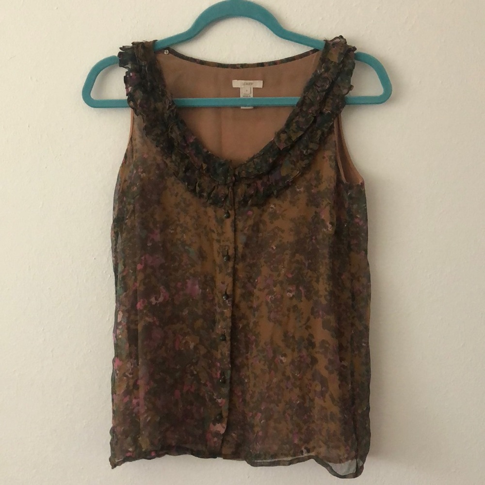 Silk floral J Crew Tank